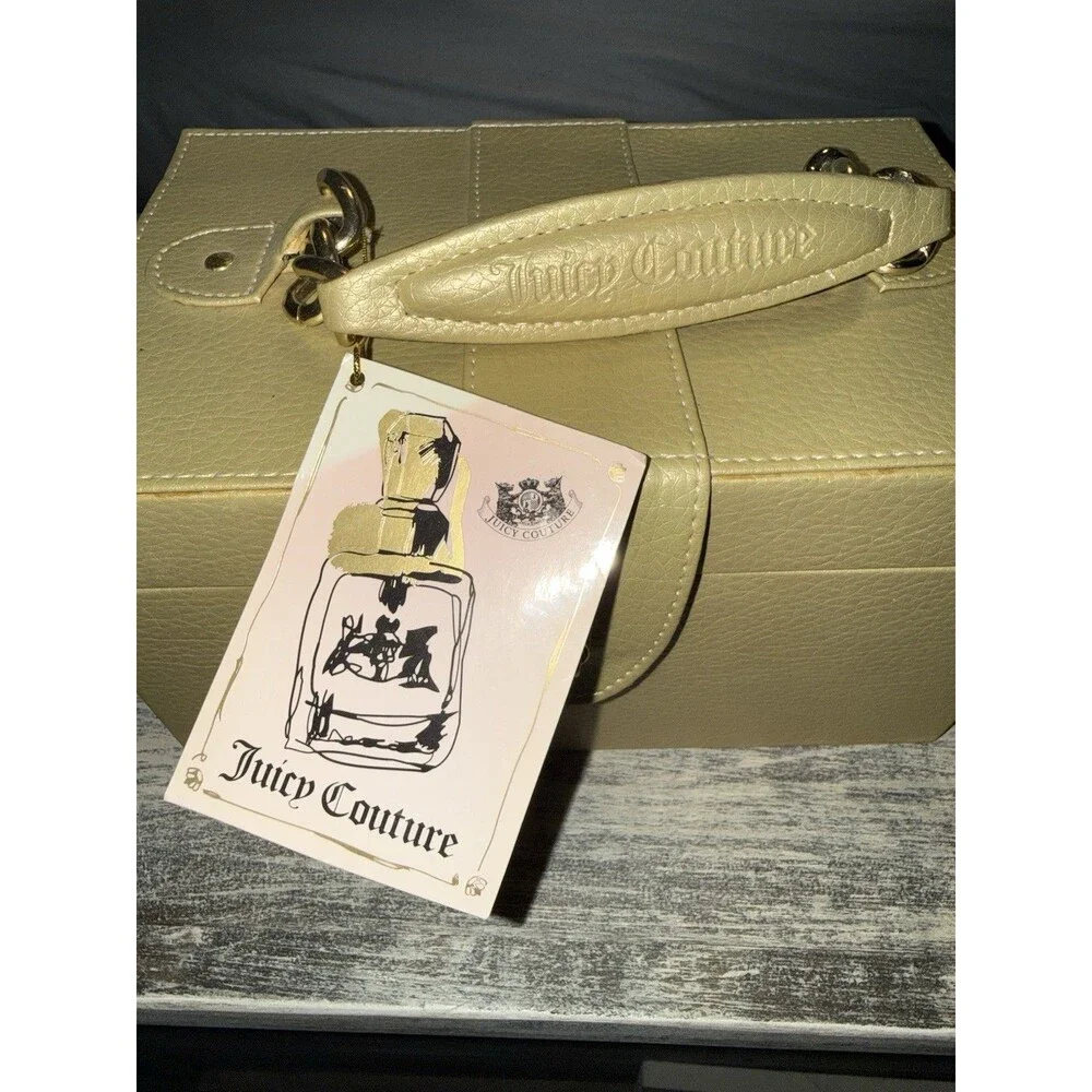 Juicy Couture Vintage Gold Deluxe Train Case Vanity Makeup Box NWT Deadstock